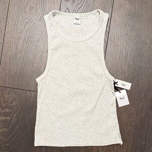 TNA Rib Racer Tank 100% Cotton in Heather Cloud White